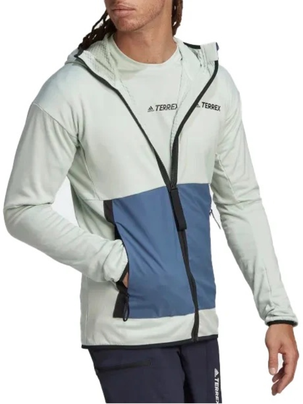adidas Terrex Light Green and Blue Hooded Running Jacket